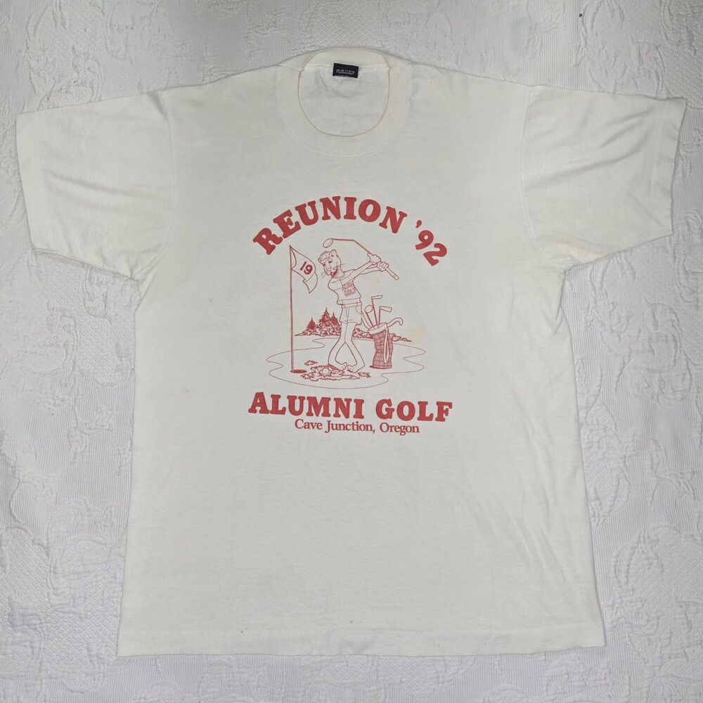 Vintage Screen Stars Best 90s Oregon Golf Red White Graphic Tee Shirt XL USA